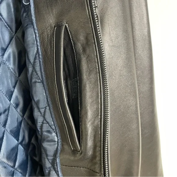 Dockers Men's Black Genuine Leather Full Zip Jacket Size Large
